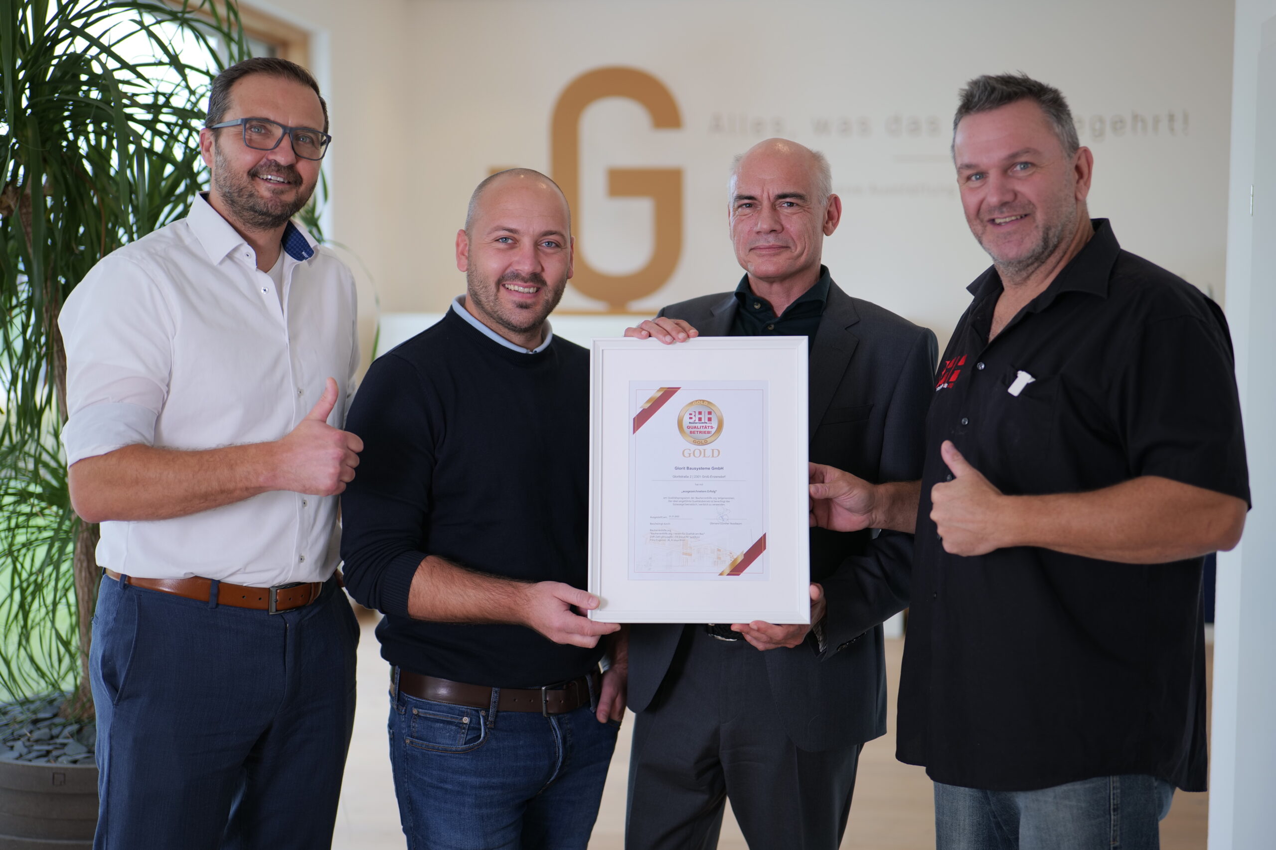 GOLD-Zertifikatsübergabe bei GLORIT Bausysteme GmbH in Groß-Enzersdorf