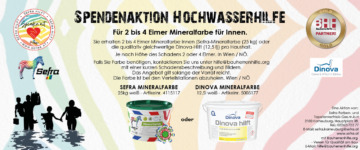 Spendenaktion Hochwasserhilfe | SEFRA Farben- und Tapetenvertrieb GmbH | Dinova GmbH & Co. KG | Bauherrenhilfe.org – Verein für Qualität am Bau